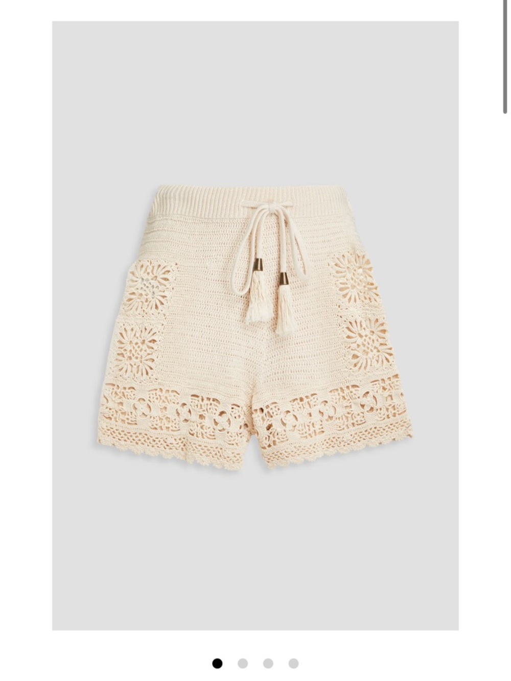 Zimmermann Cream Crochet Tassel-Detail Shorts Zimmermann size 0